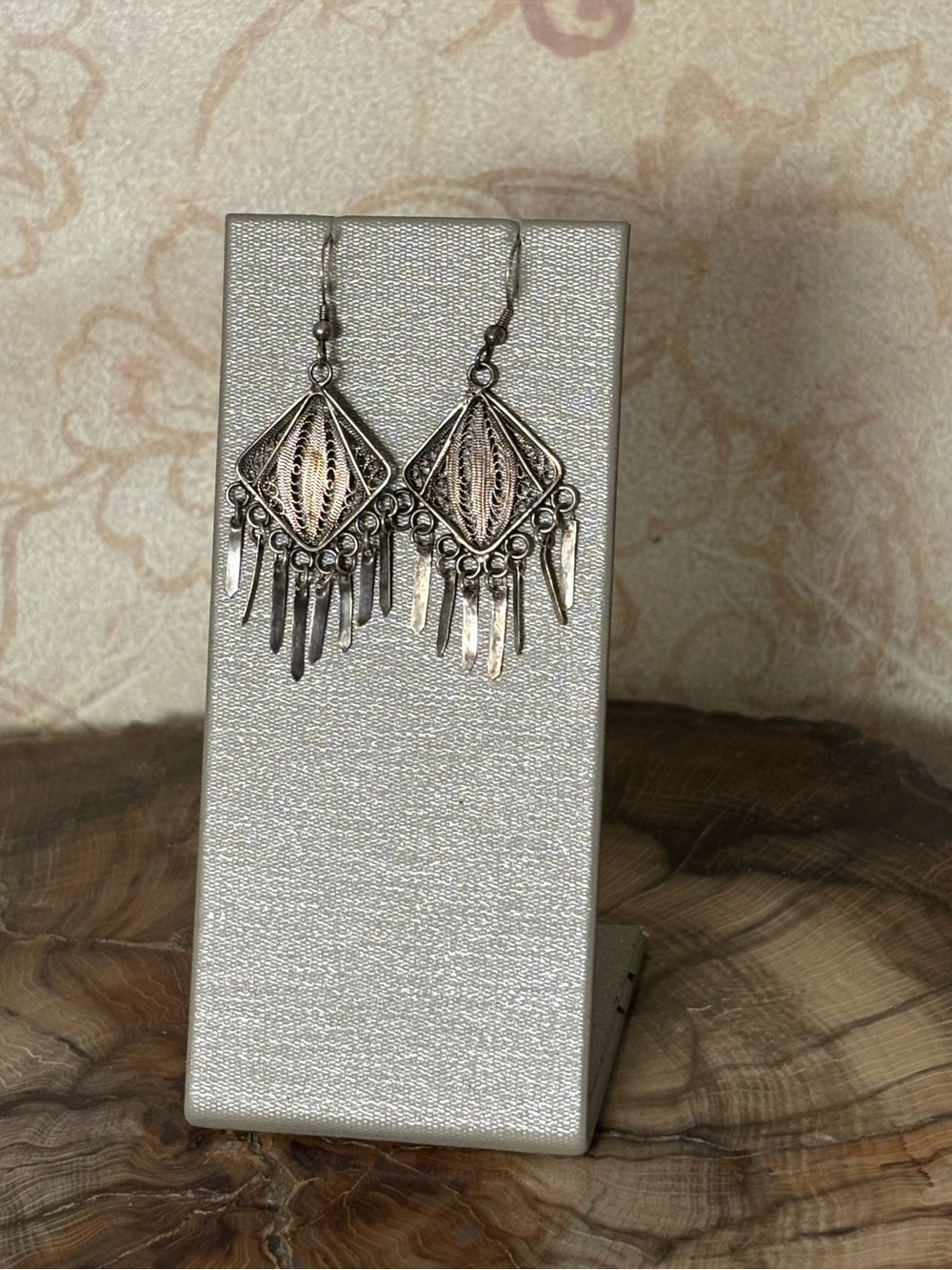 Sterling Silver Filigree Fringe Dangle Earrings